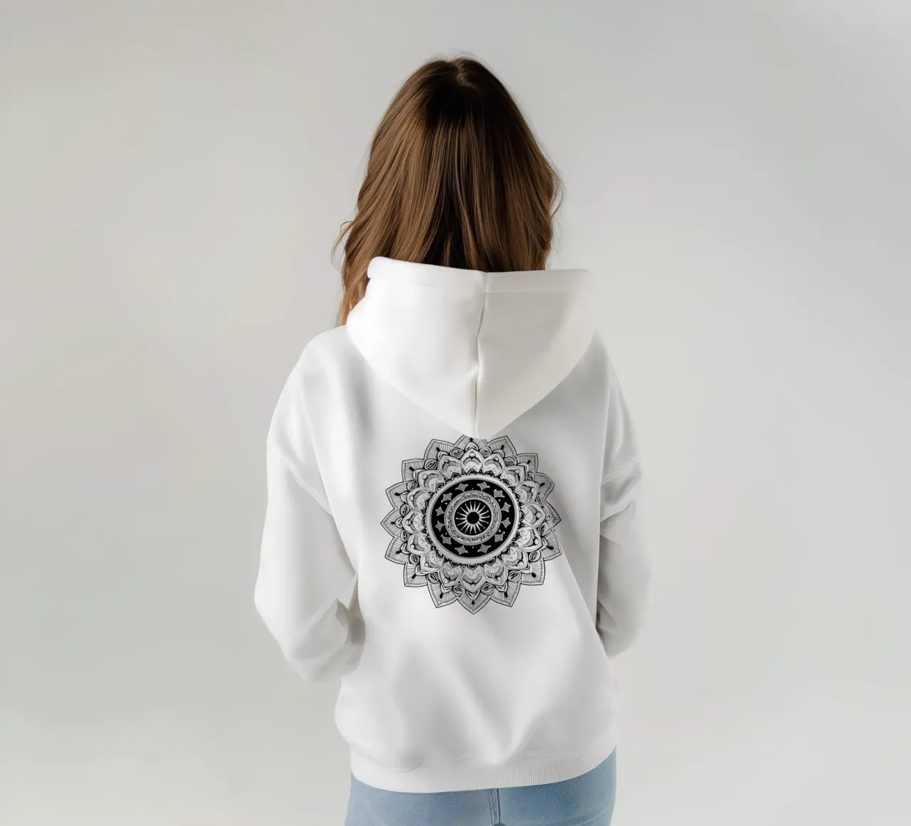 Mandala in bianco e nero felpa con cappuccio da Spiritual Touch