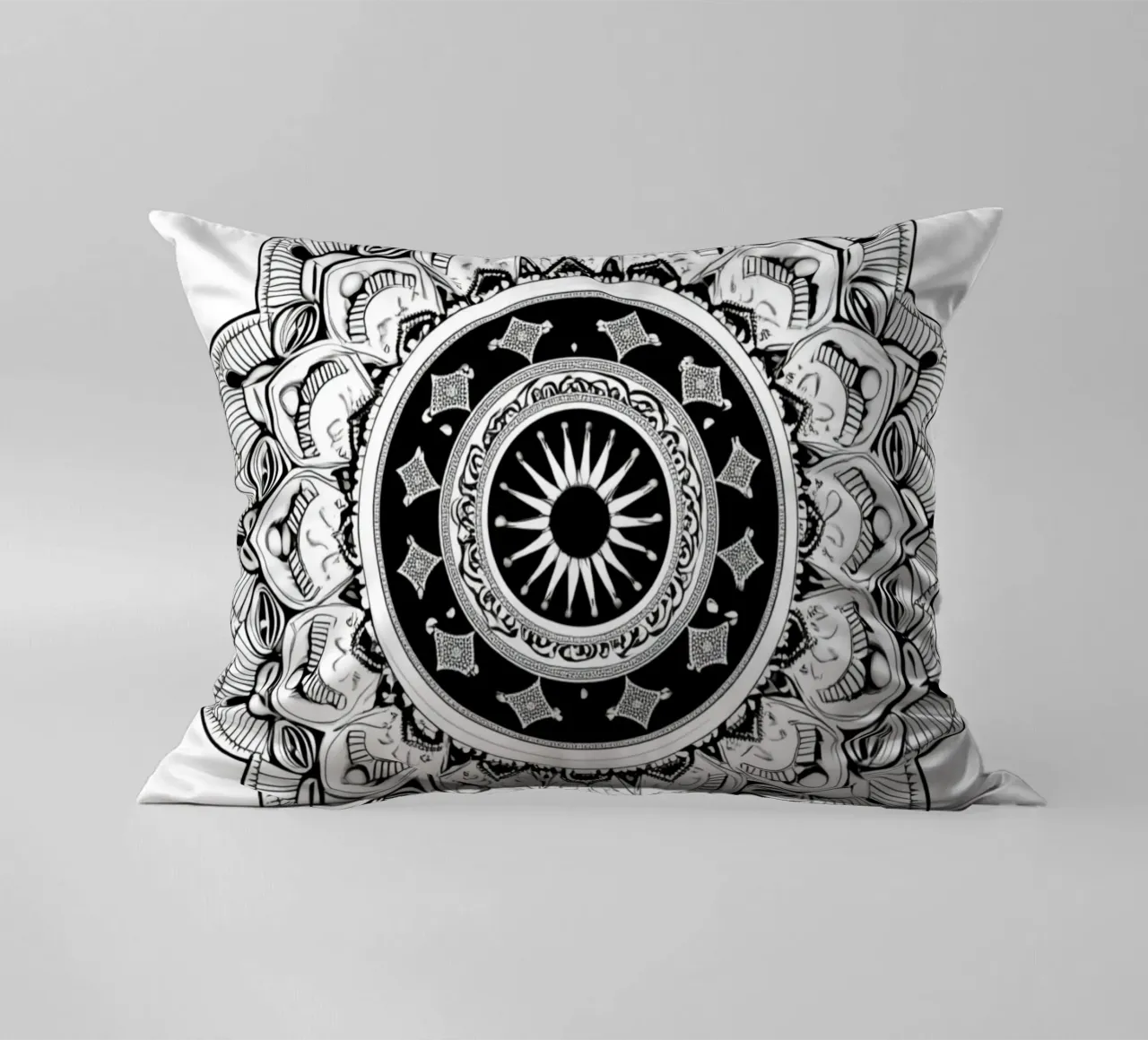 Mandala in bianco e nero cuscino da Spiritual Touch