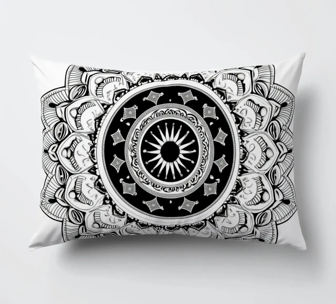 Mandala in bianco e nero cuscino da Spiritual Touch