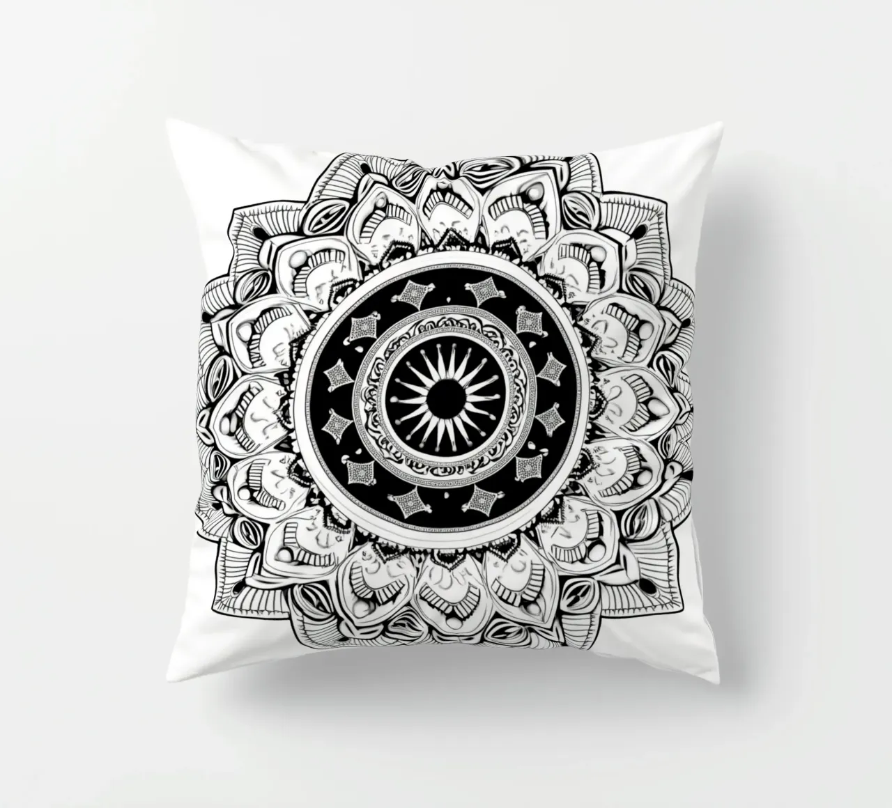 Mandala in bianco e nero cuscino da Spiritual Touch