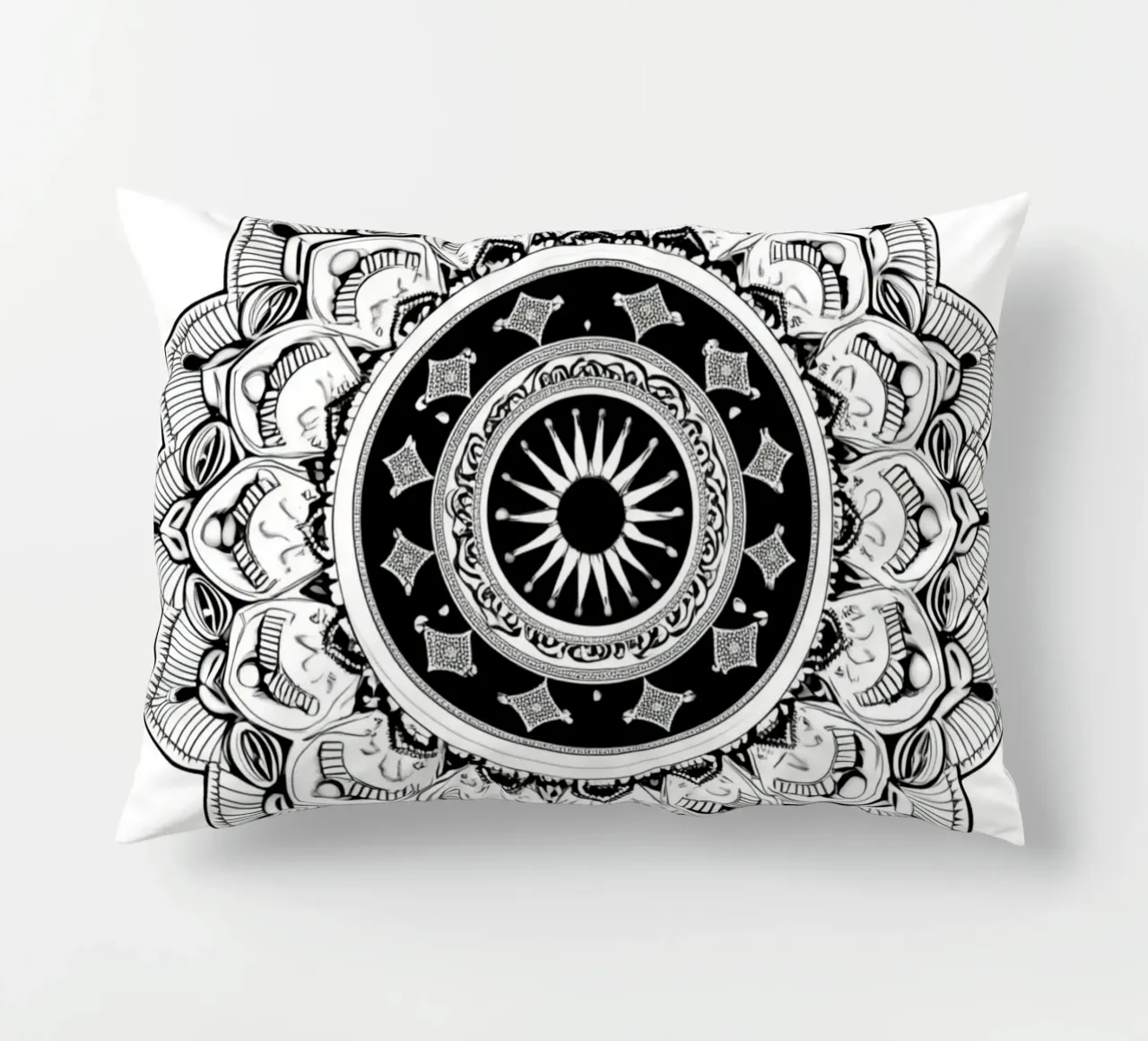 Mandala in bianco e nero cuscino da Spiritual Touch