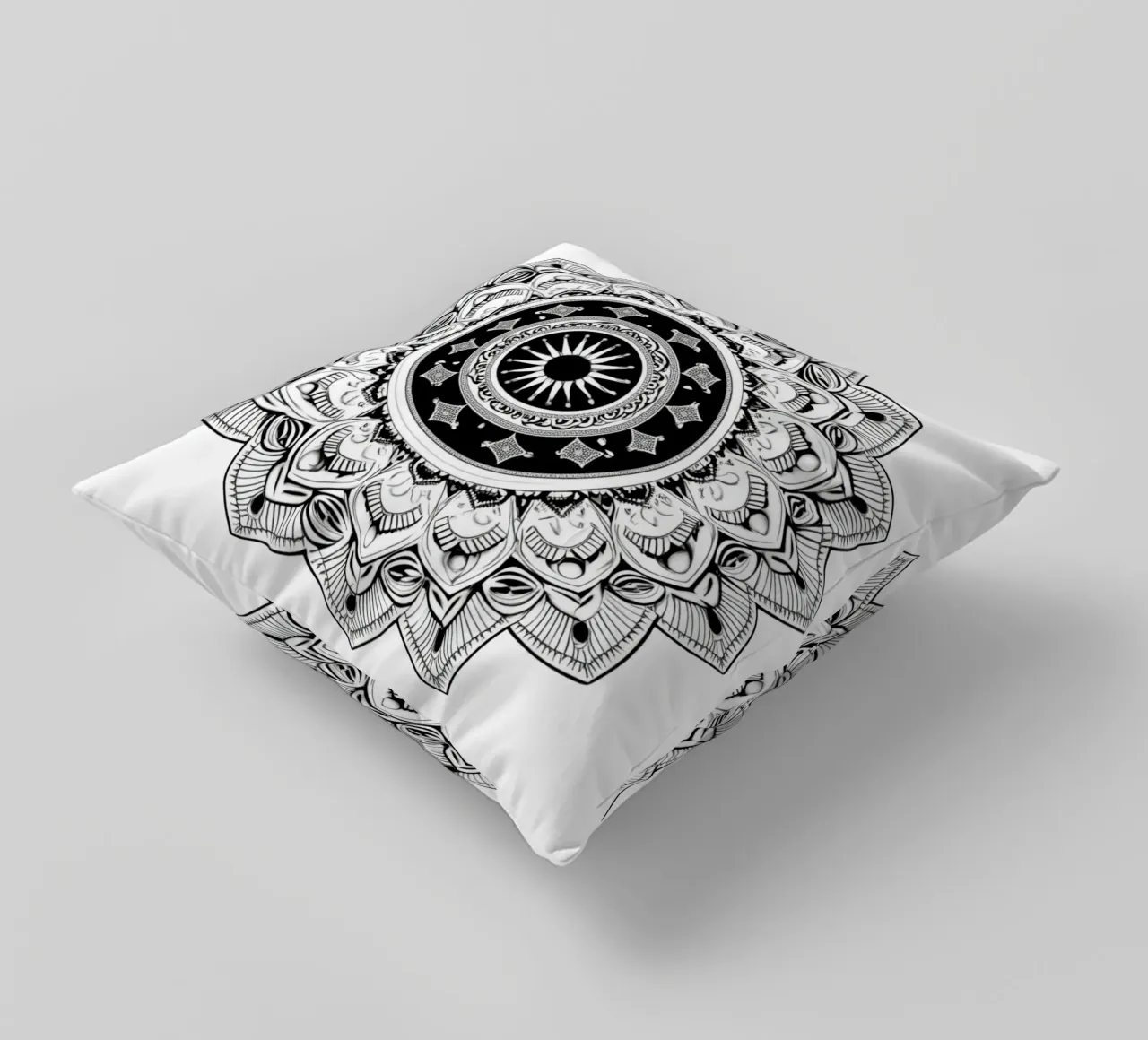 Mandala in bianco e nero cuscino da Spiritual Touch