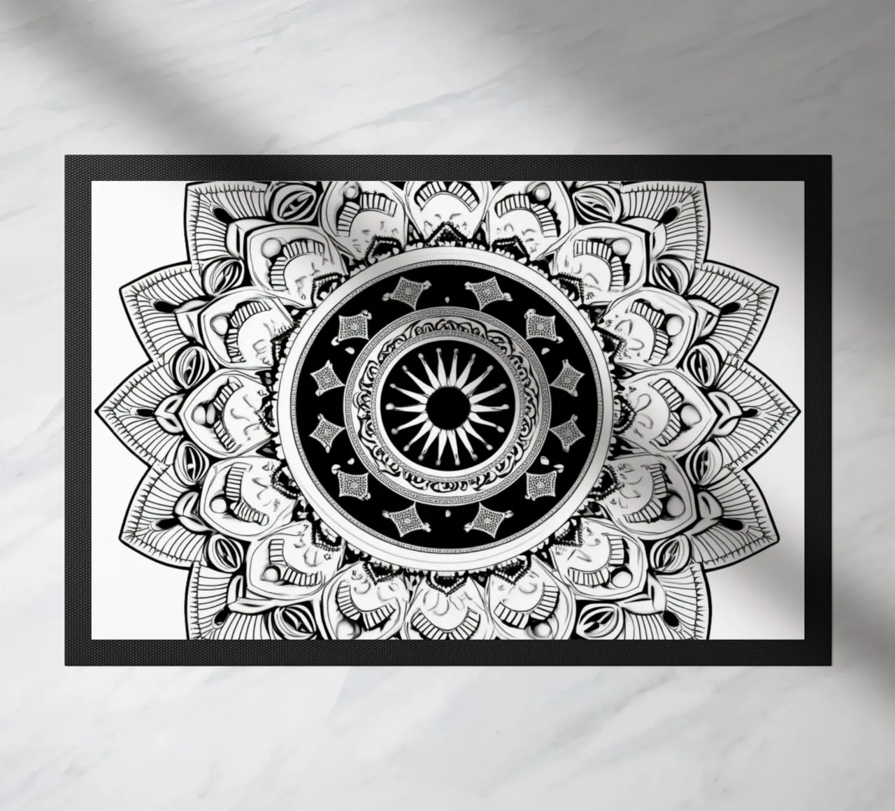 Mandala in bianco e nero zerbino da Spiritual Touch