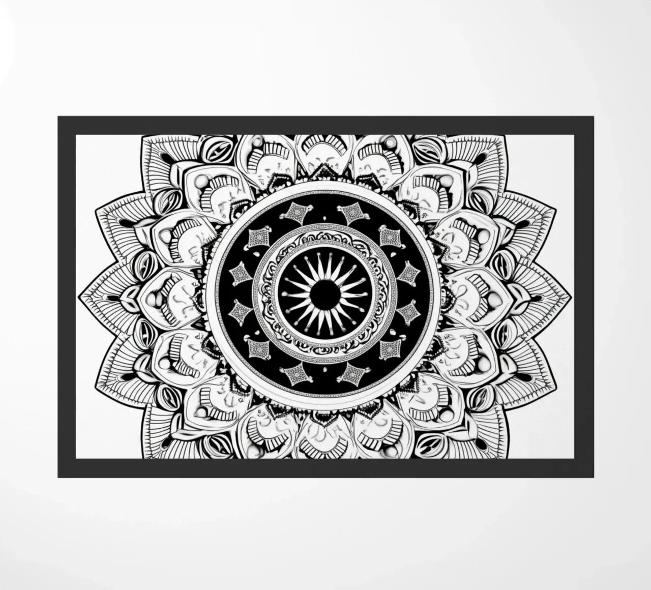 Mandala in bianco e nero zerbino da Spiritual Touch