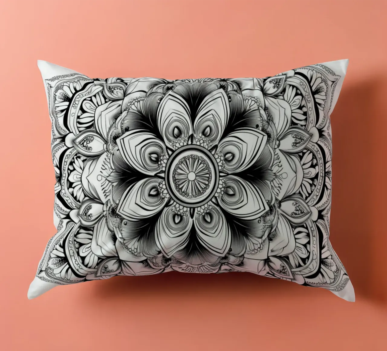 Mandala in bianco e nero cuscino da Spiritual Touch