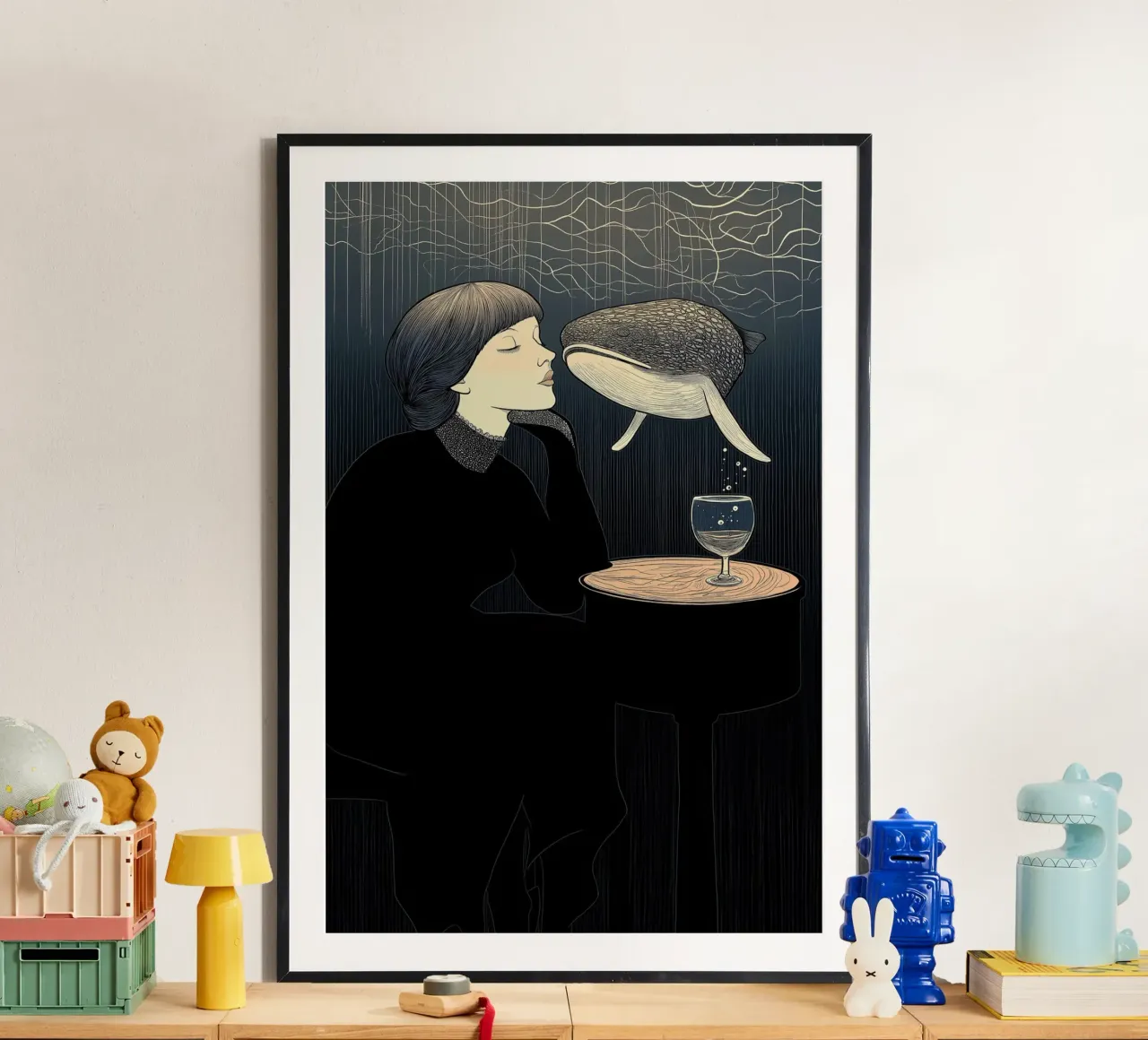 a dream of a whale poster con telaio in plastica da Synthaira