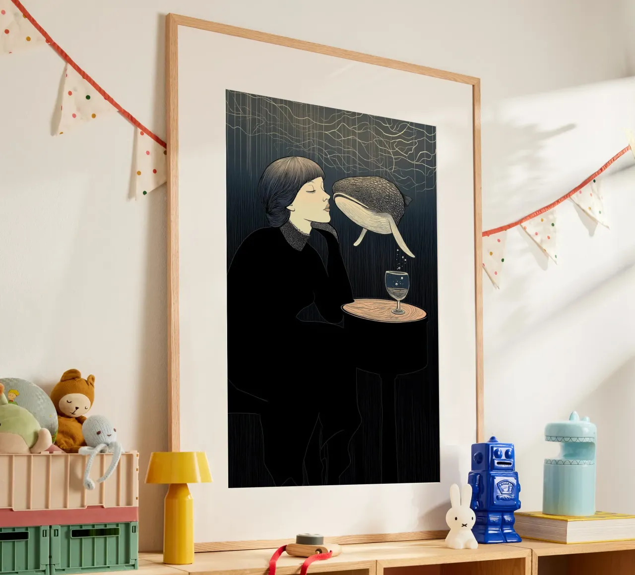 a dream of a whale poster con telaio in plastica da Synthaira