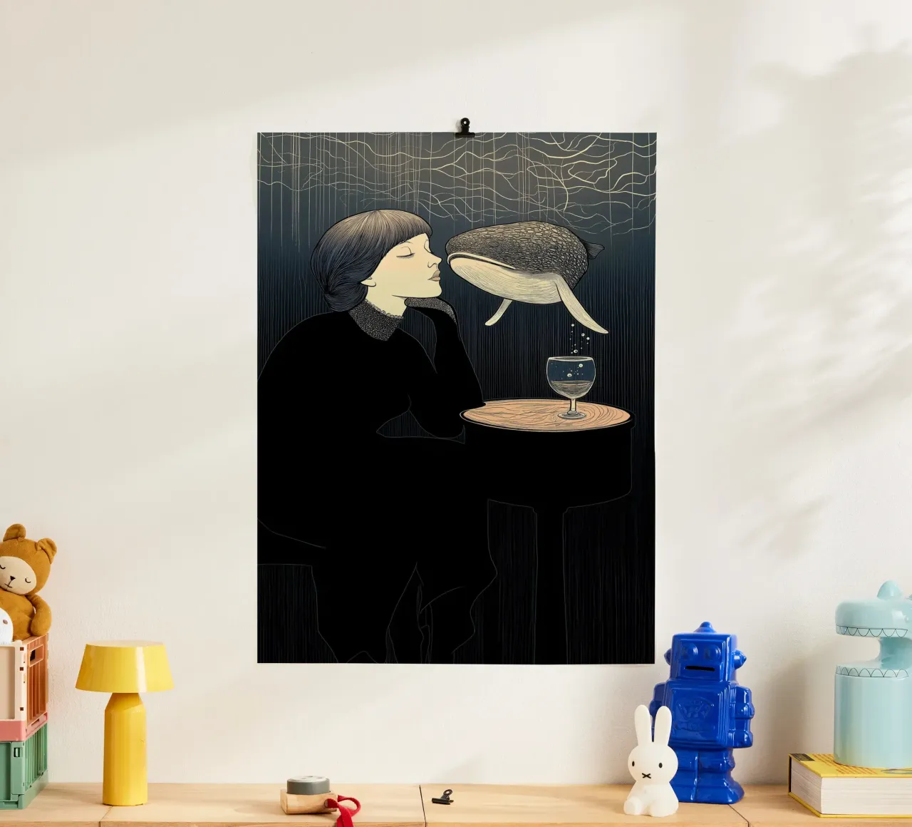 a dream of a whale poster con telaio in plastica da Synthaira