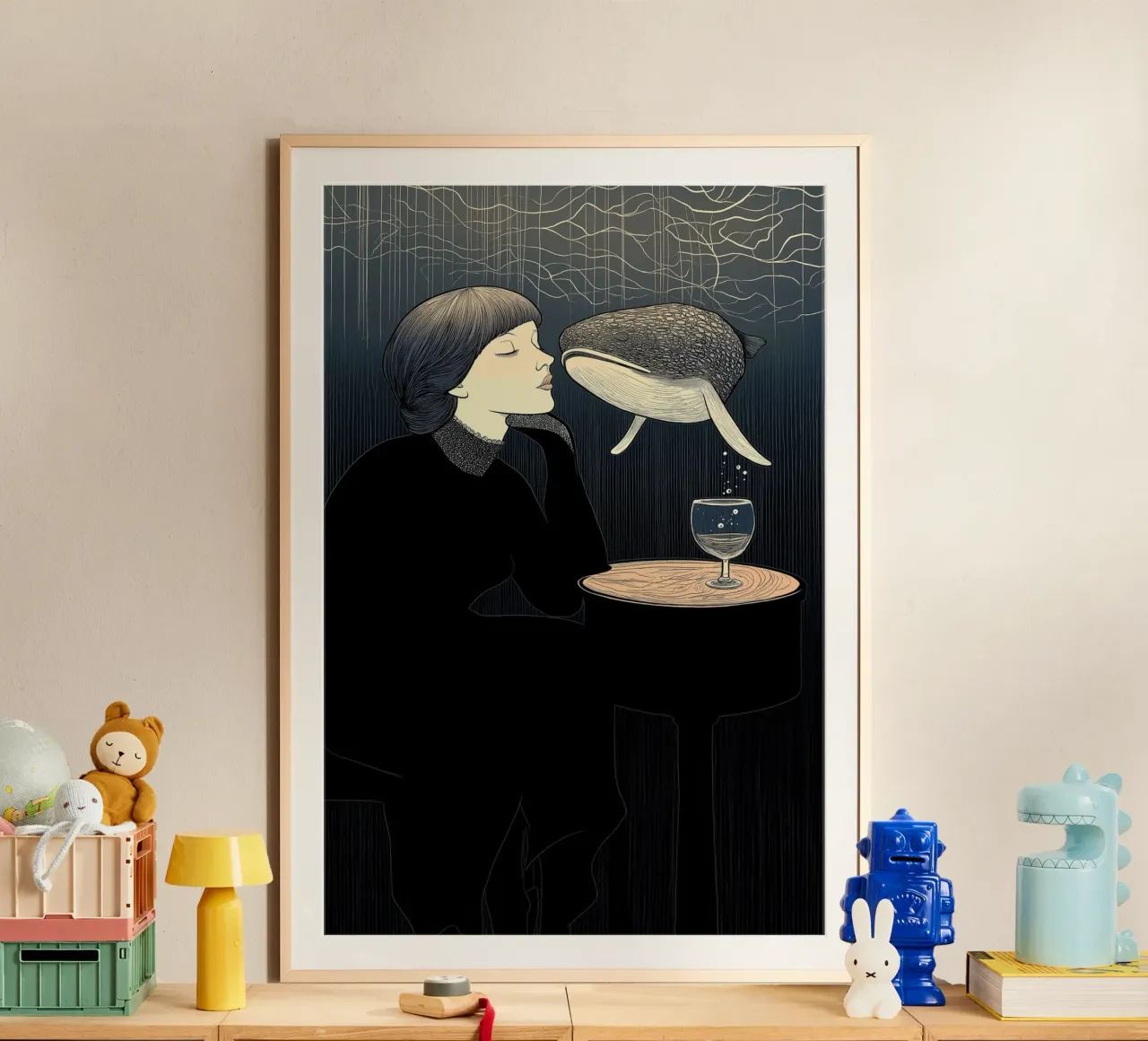 a dream of a whale poster con telaio in plastica da Synthaira