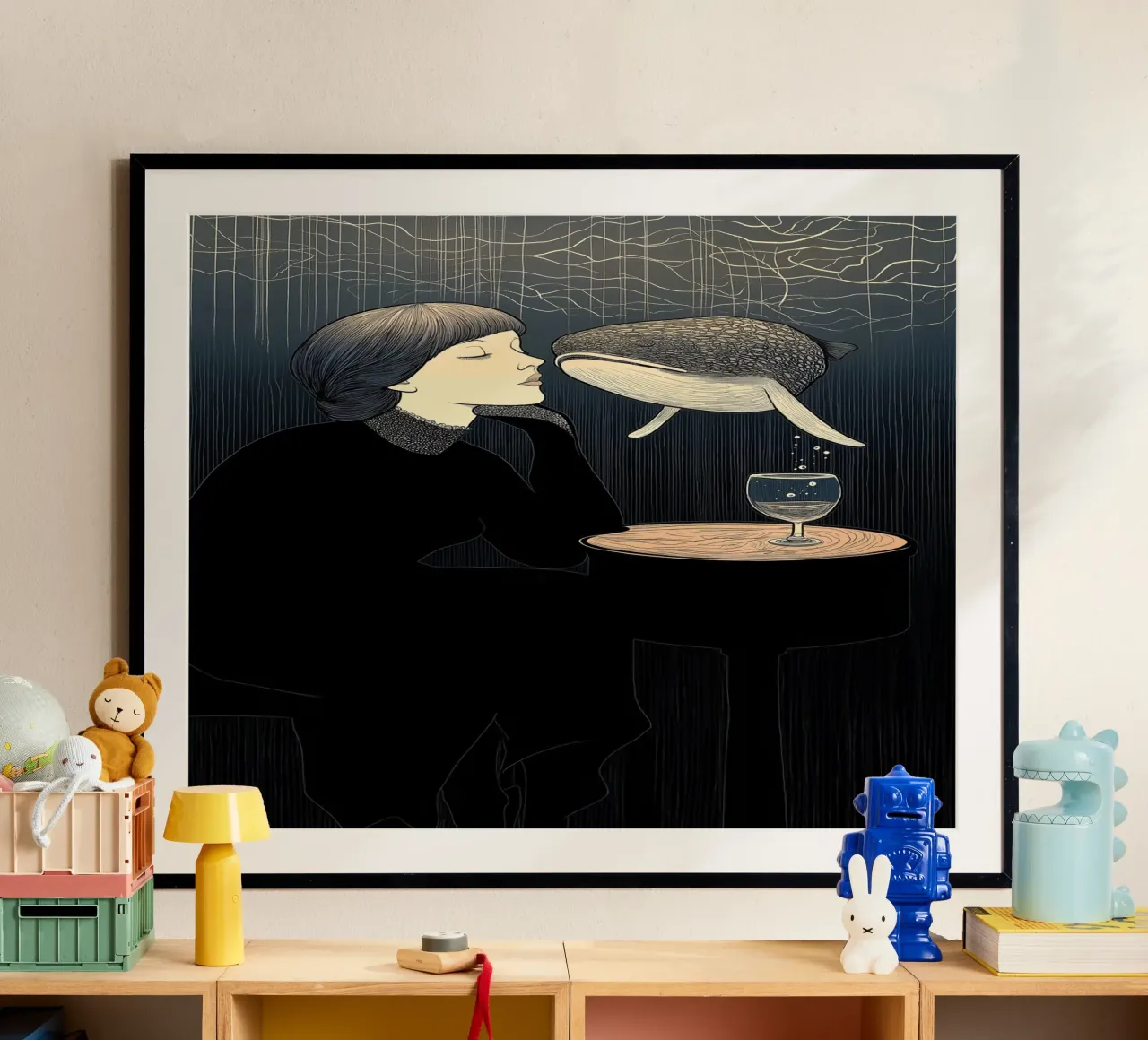 a dream of a whale poster con telaio in plastica da Synthaira