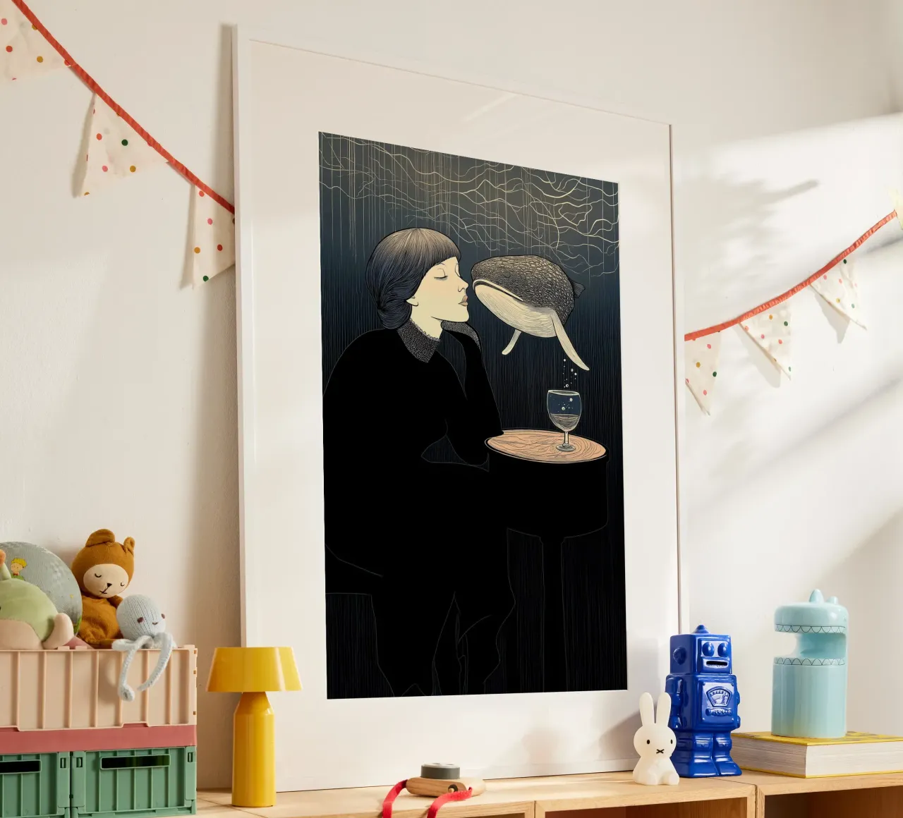 a dream of a whale poster con telaio in plastica da Synthaira