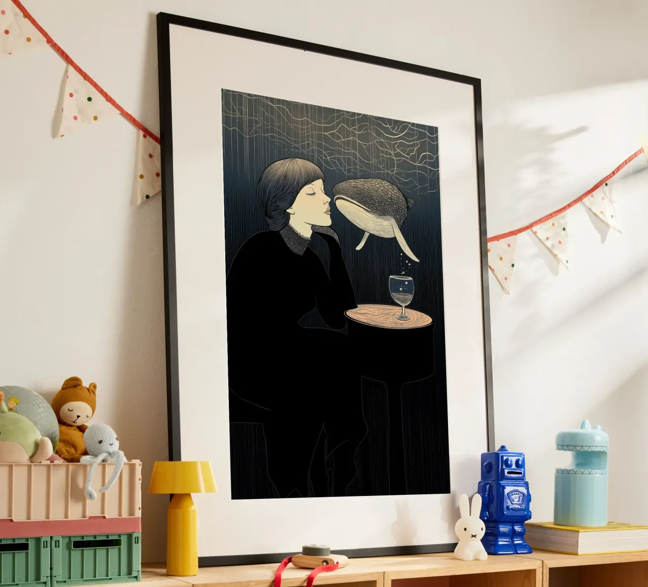 a dream of a whale poster con telaio in plastica da Synthaira