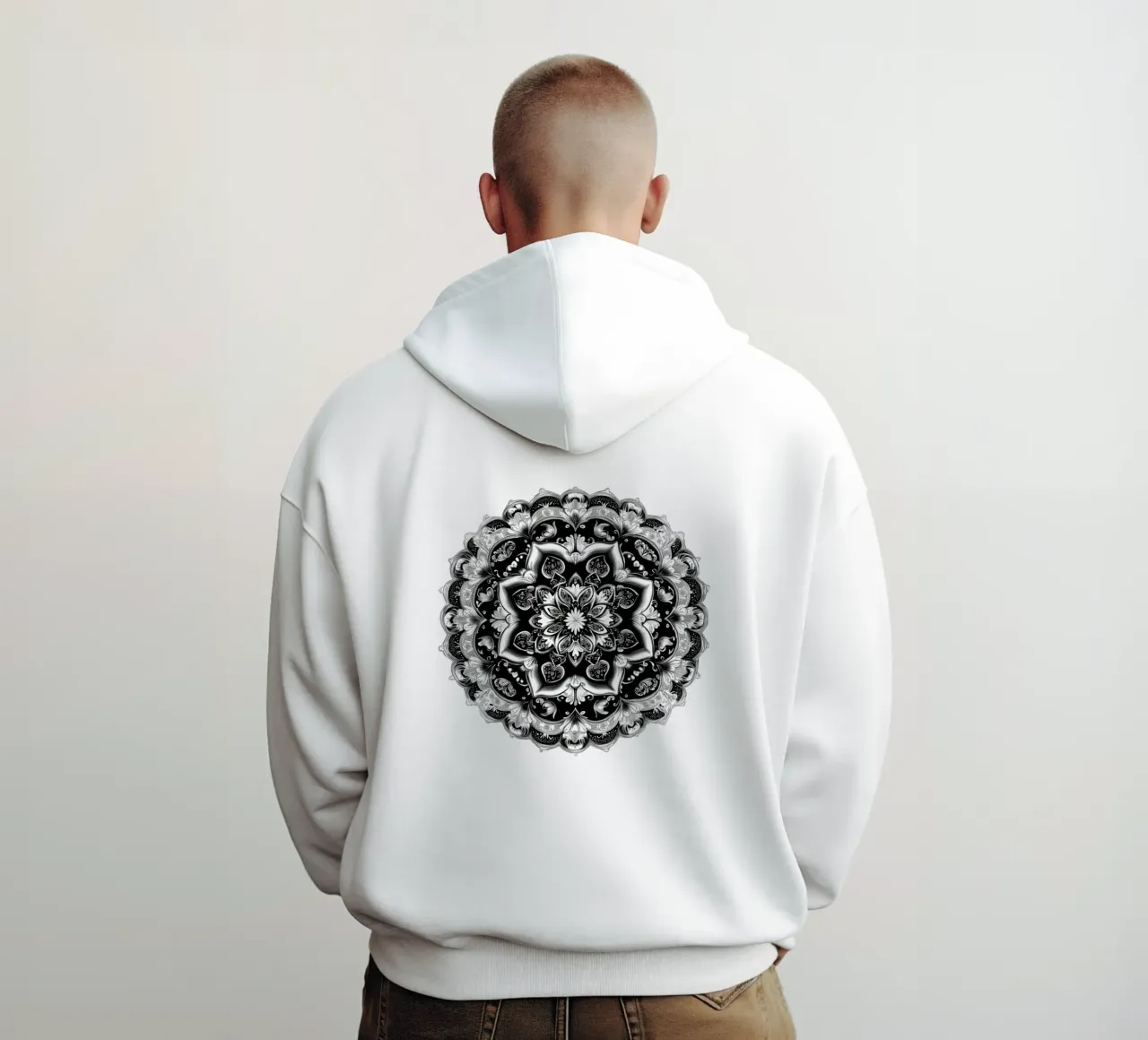 Mandala in bianco e nero felpa con cappuccio da Spiritual Touch