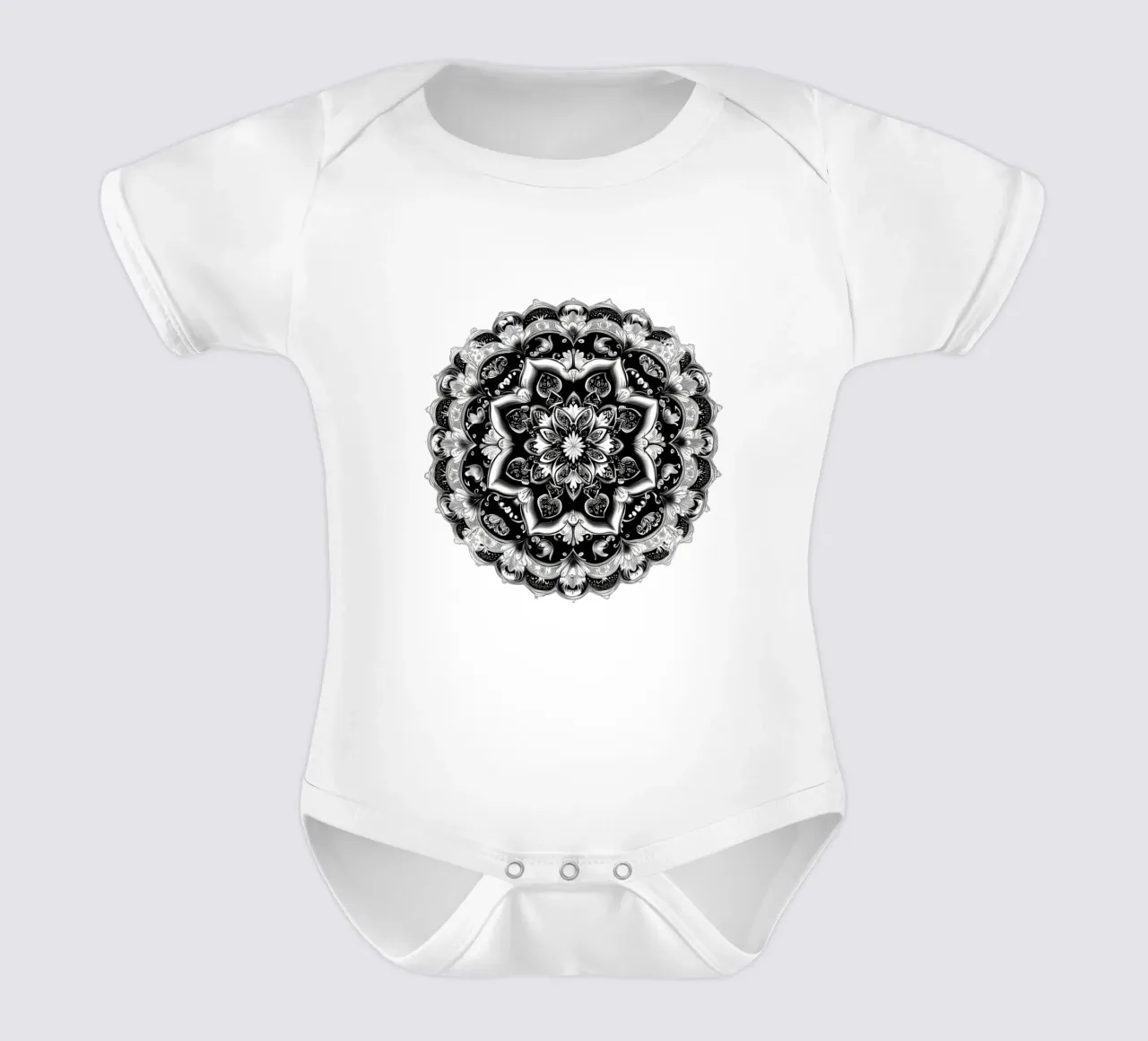 Mandala in bianco e nero body neonato maniche corte da Spiritual Touch