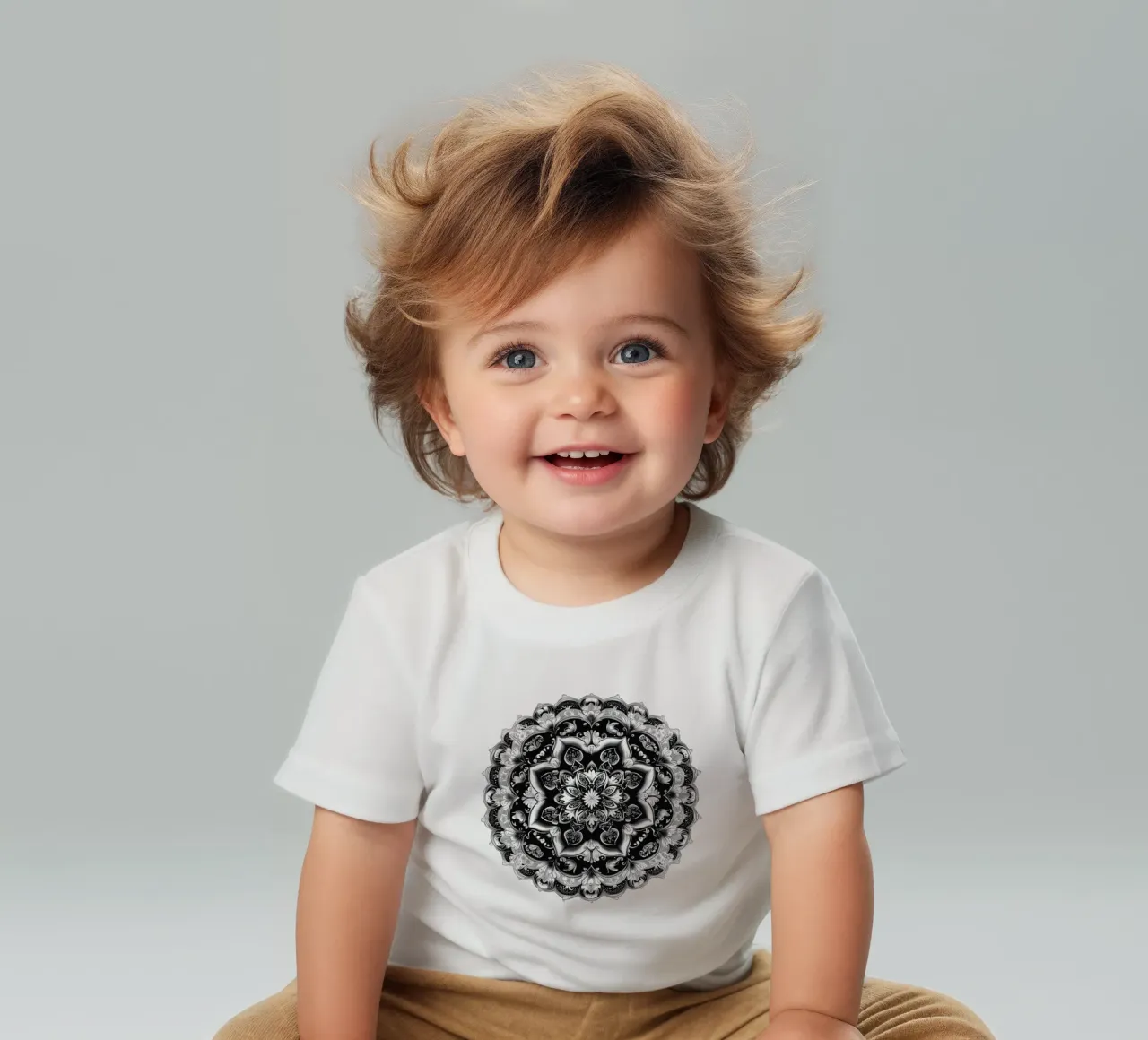 Mandala in bianco e nero maglietta neonato da Spiritual Touch