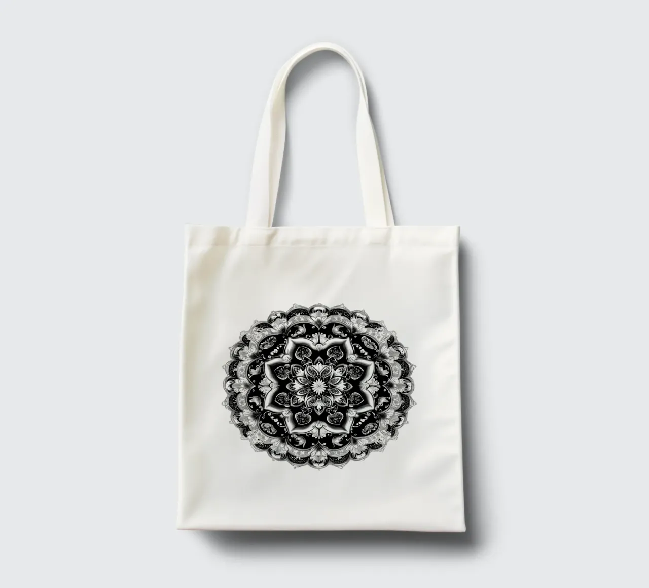 Mandala in bianco e nero borsa in juta da Spiritual Touch
