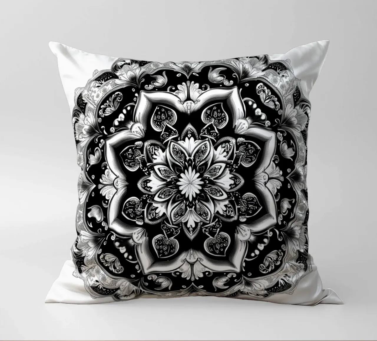 Mandala in bianco e nero cuscino da Spiritual Touch