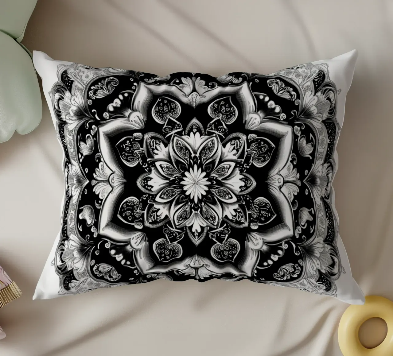 Mandala in bianco e nero cuscino da Spiritual Touch