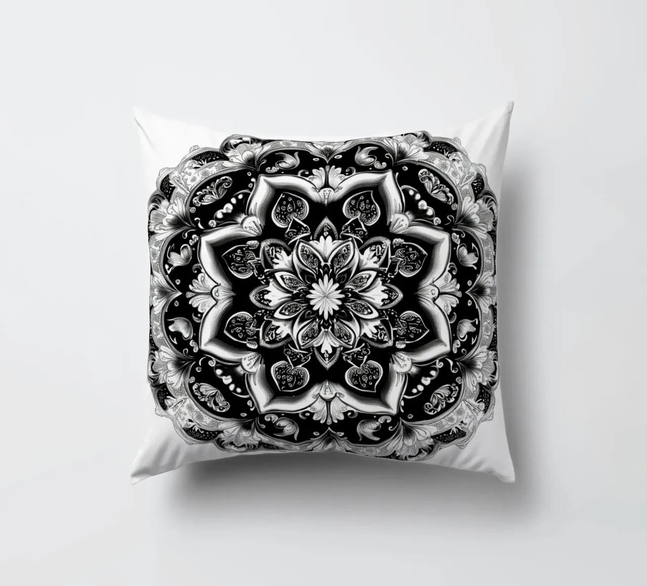Mandala in bianco e nero cuscino da Spiritual Touch