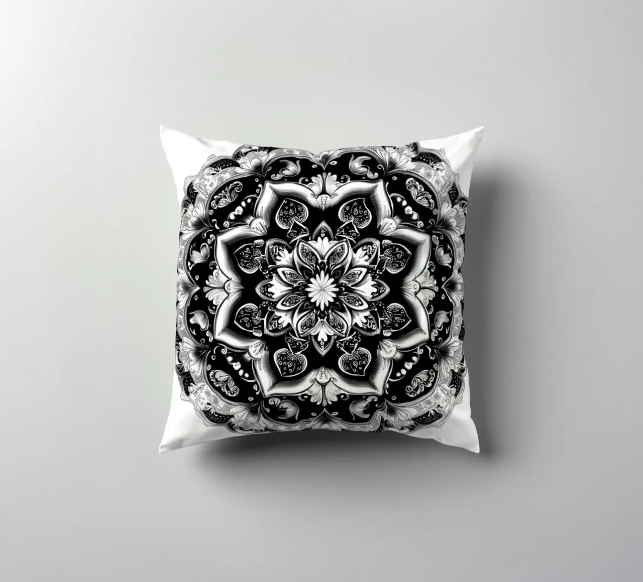 Mandala in bianco e nero cuscino da Spiritual Touch