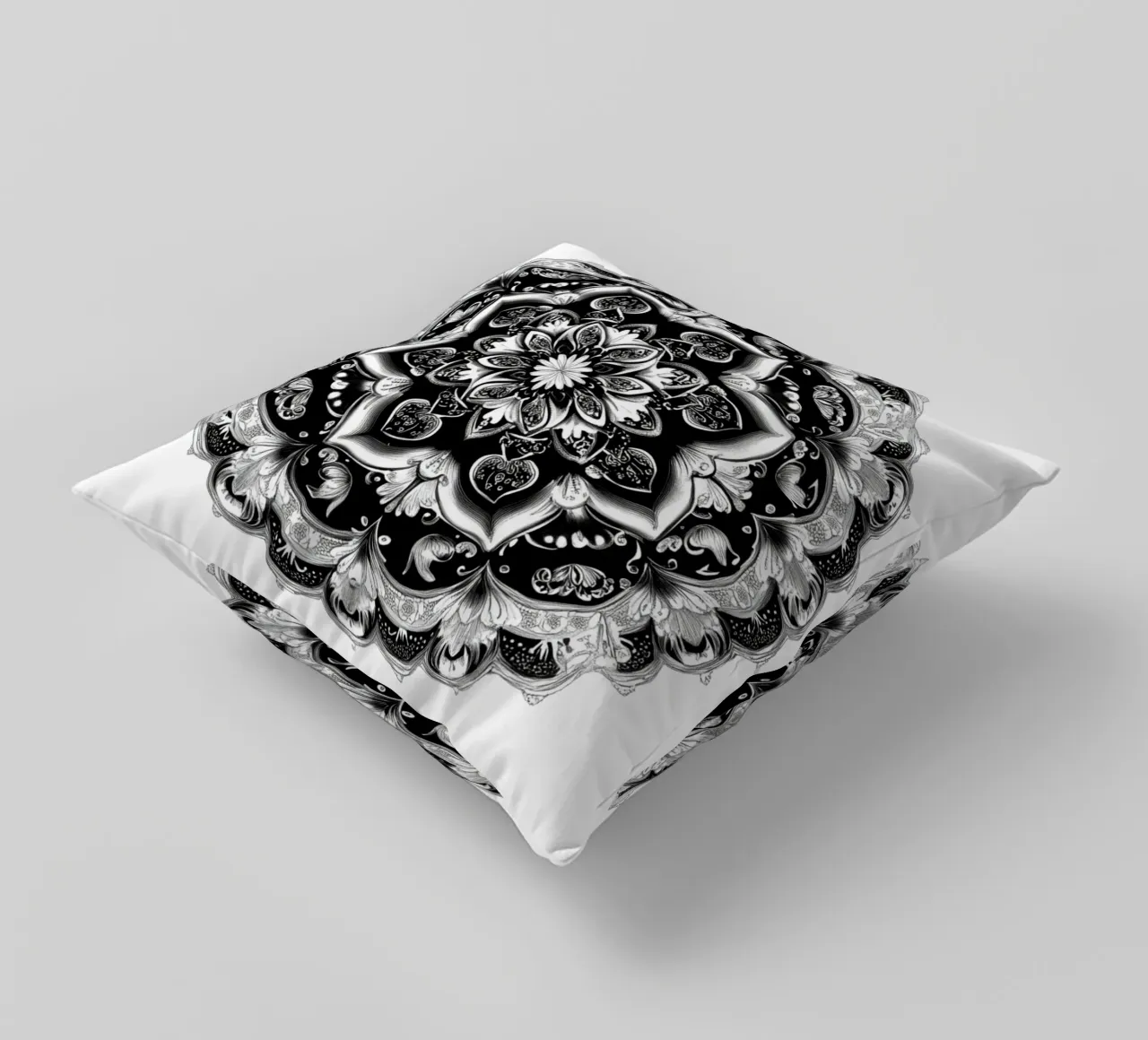 Mandala in bianco e nero cuscino da Spiritual Touch