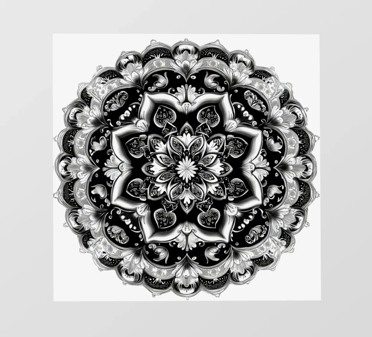 Mandala in bianco e nero telo in pvc da Spiritual Touch