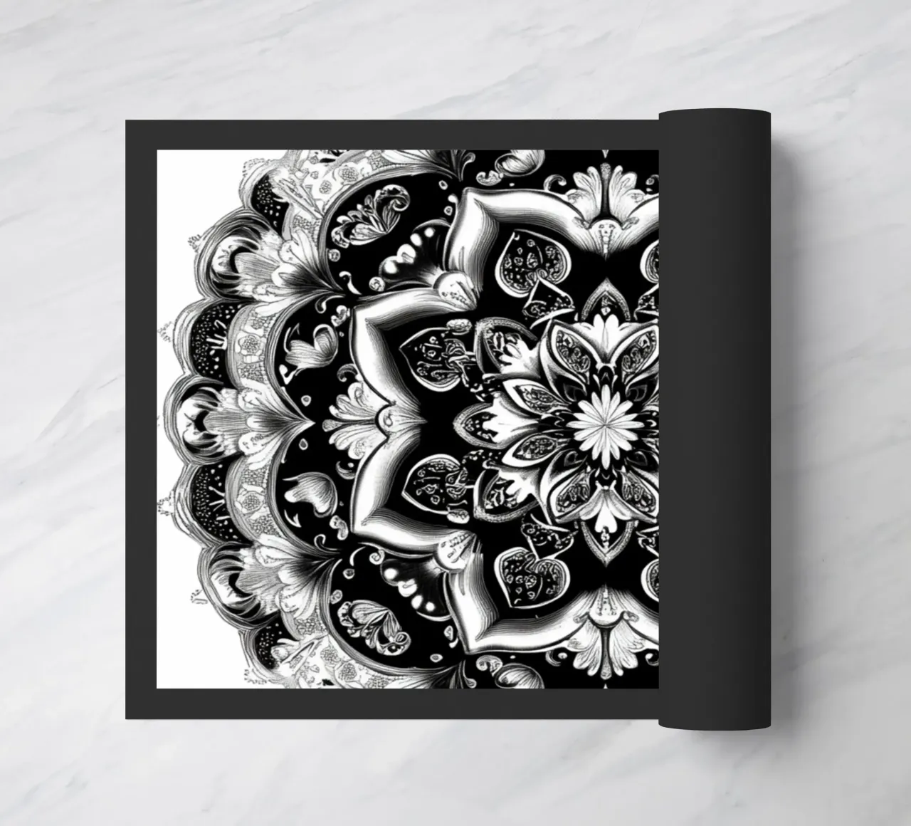 Mandala in bianco e nero zerbino da Spiritual Touch