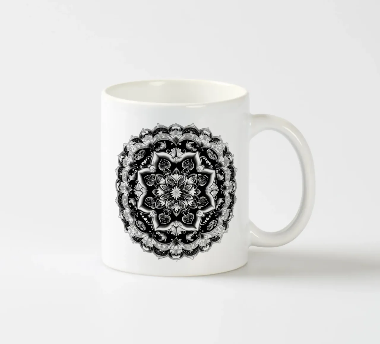 Mandala in bianco e nero tazza in ceramica da Spiritual Touch
