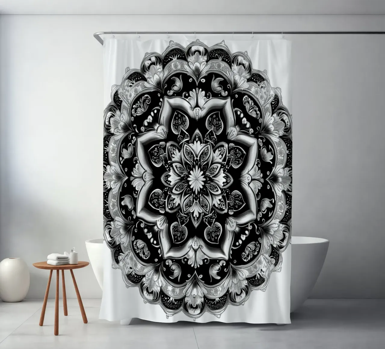 Mandala in bianco e nero tenda da doccia da Spiritual Touch