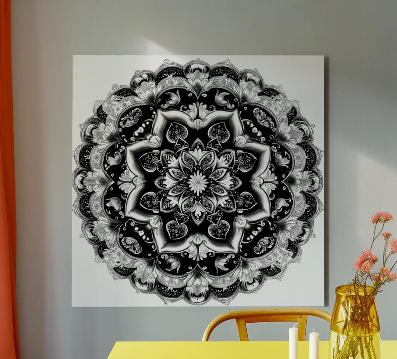Mandala in bianco e nero alluminio dibond da Spiritual Touch