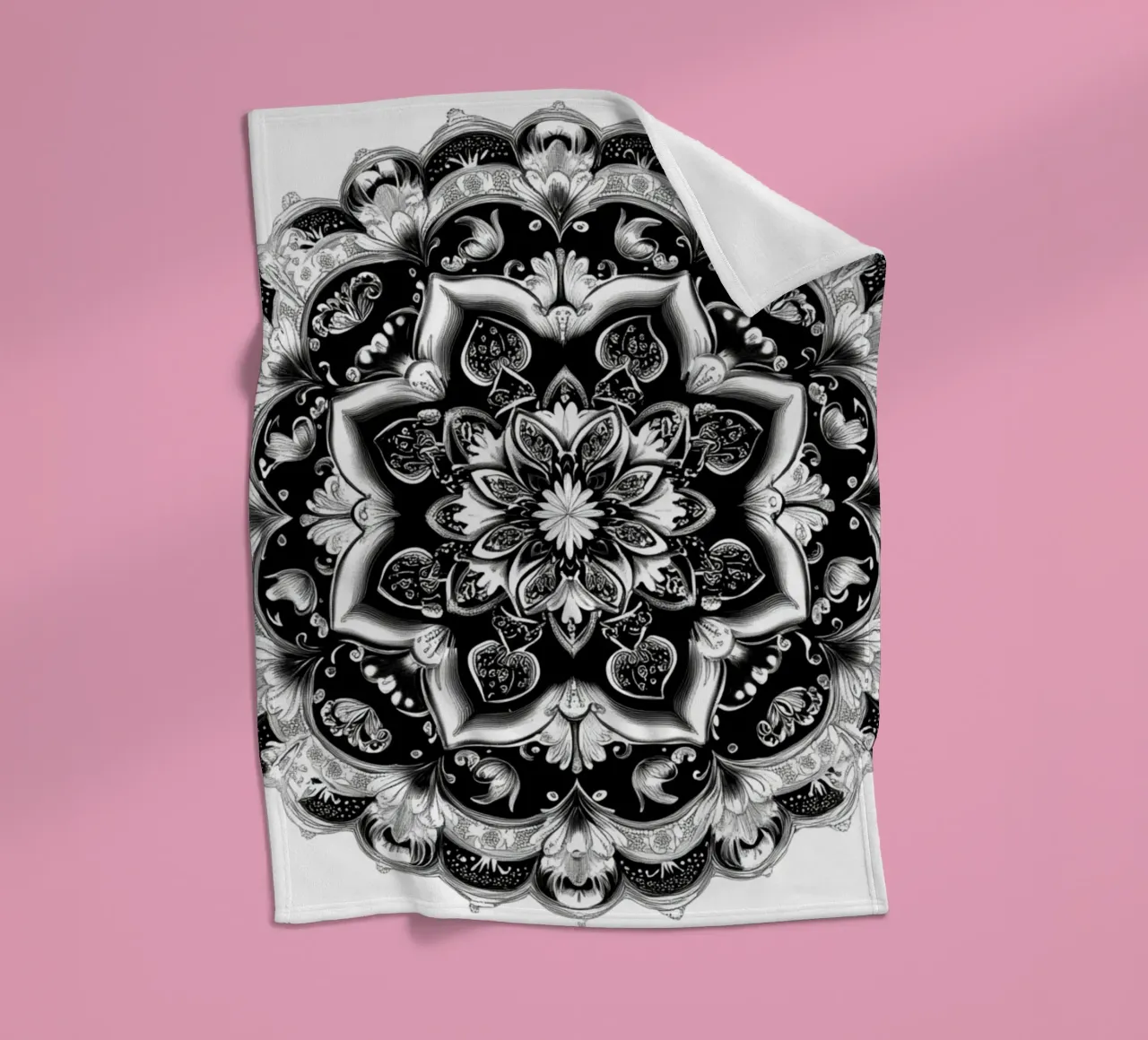 Mandala in bianco e nero coperta in pile da Spiritual Touch