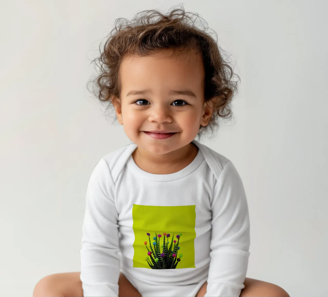 Haworthia in Bloom long-sleeve baby romper by Juj Winn