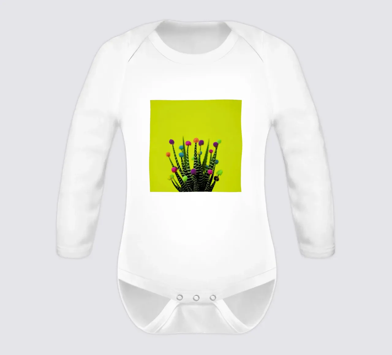 Haworthia in Bloom long-sleeve baby romper by Juj Winn