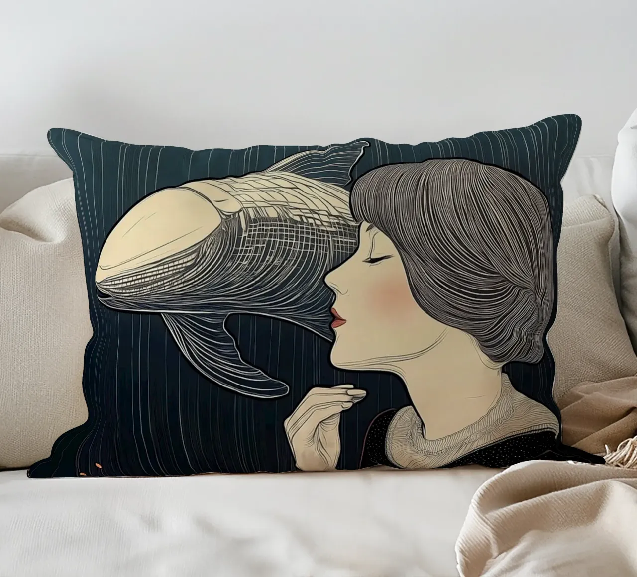 A dream of a whale cuscino da Synthaira
