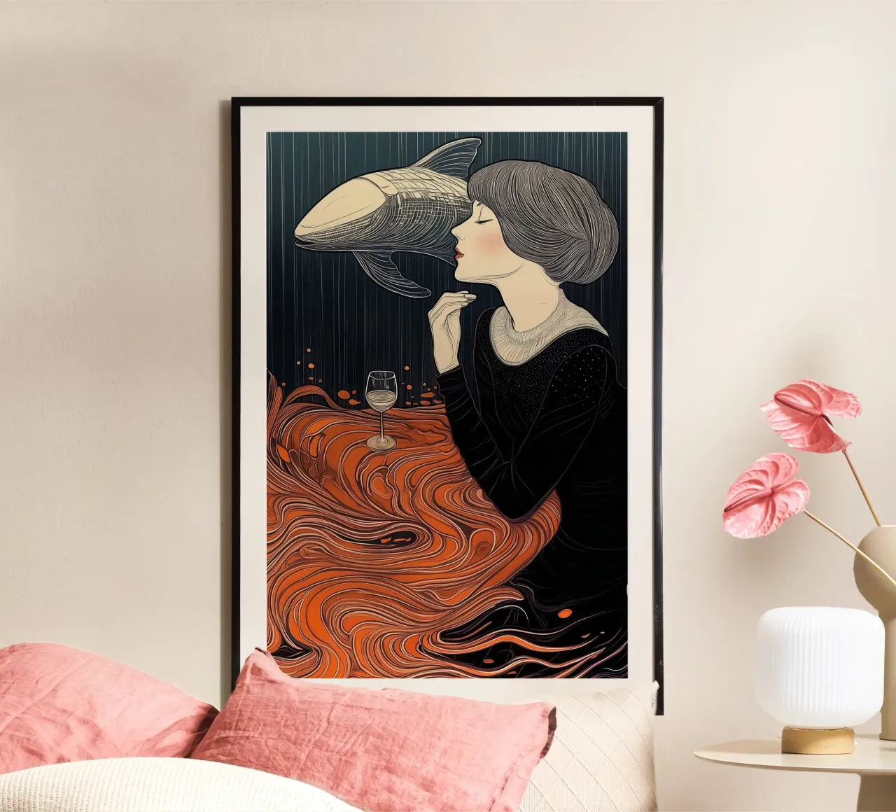 A dream of a whale poster con telaio in plastica da Synthaira