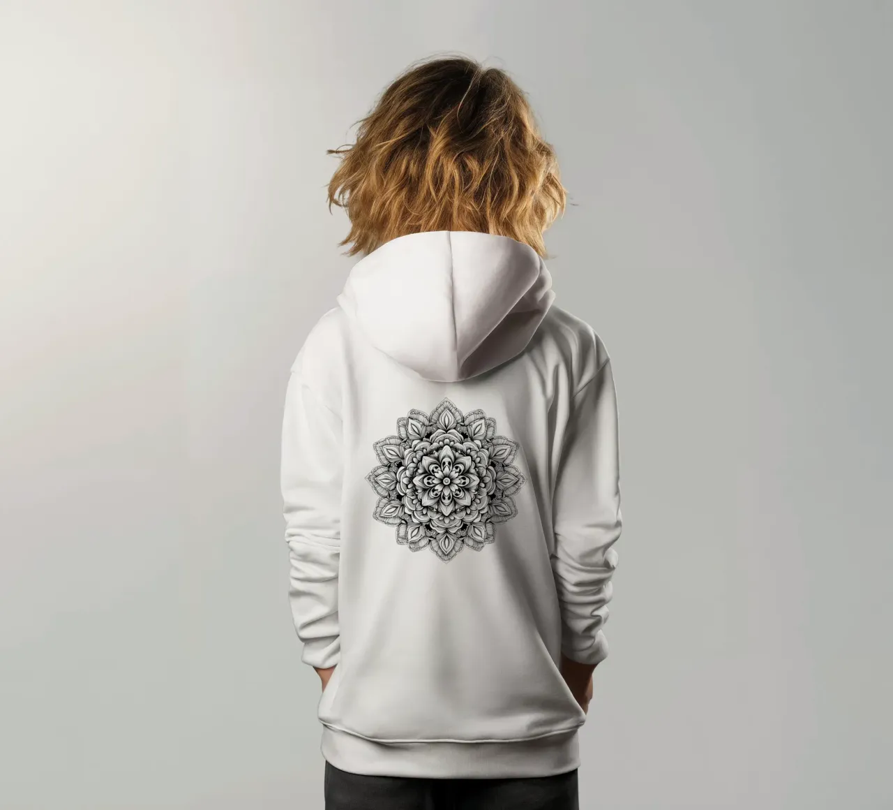 Mandala in bianco e nero felpa bambino con cappuccio da Spiritual Touch