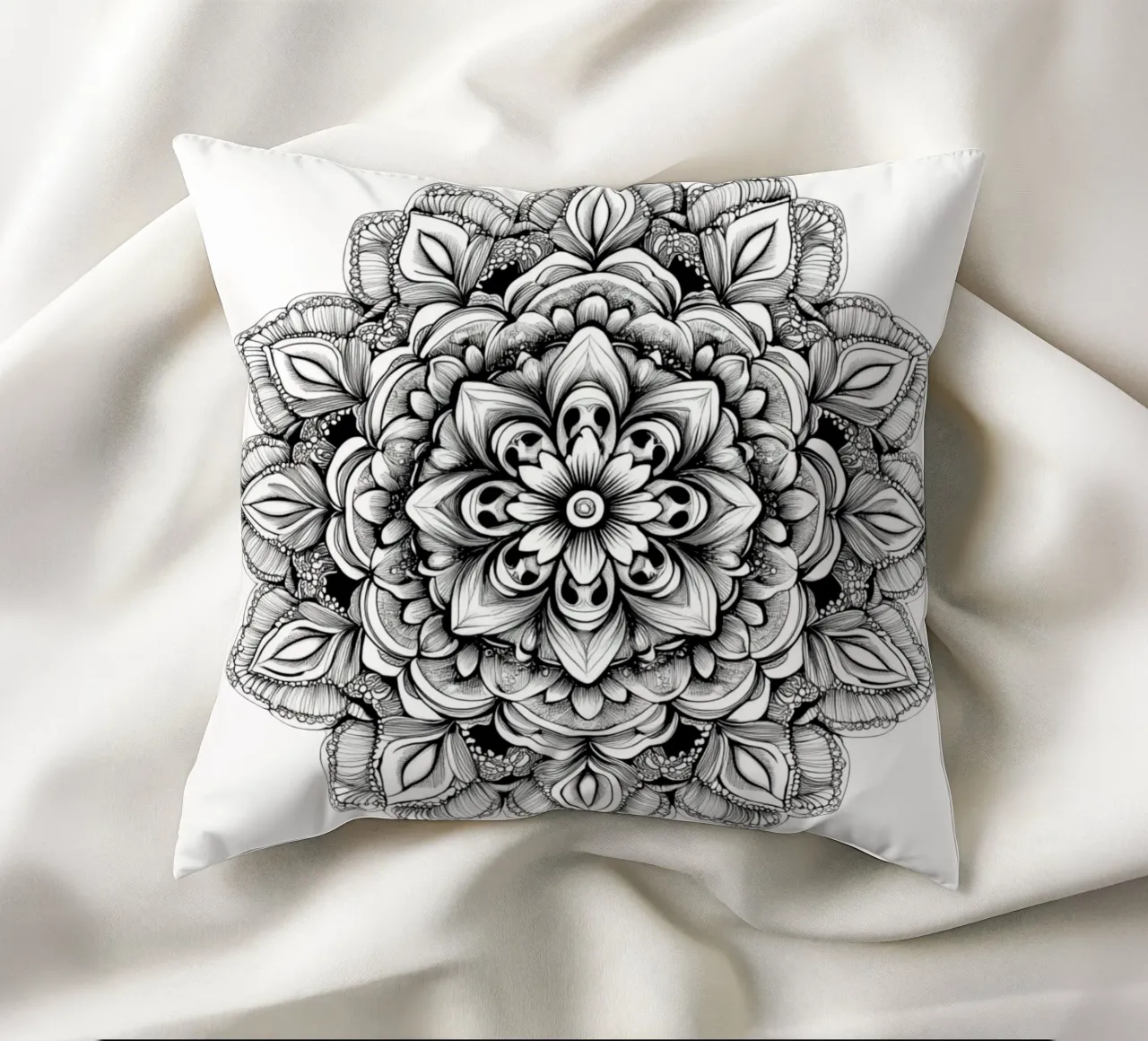 Mandala in bianco e nero cuscino da Spiritual Touch