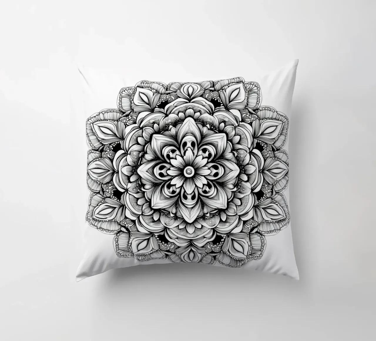Mandala in bianco e nero cuscino da Spiritual Touch
