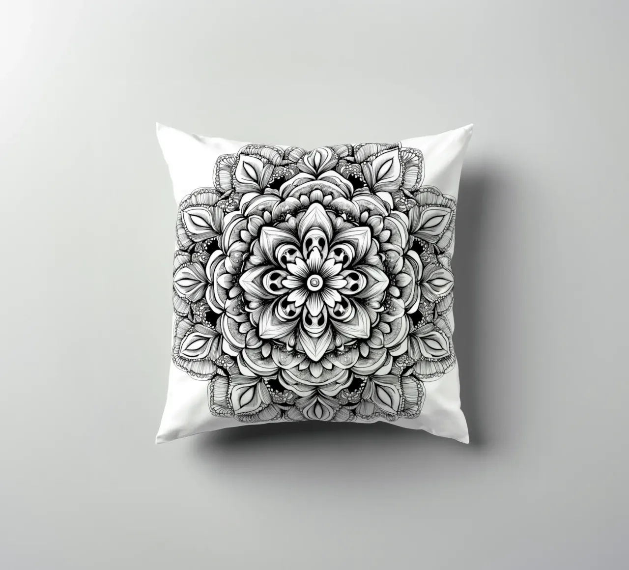 Mandala in bianco e nero cuscino da Spiritual Touch