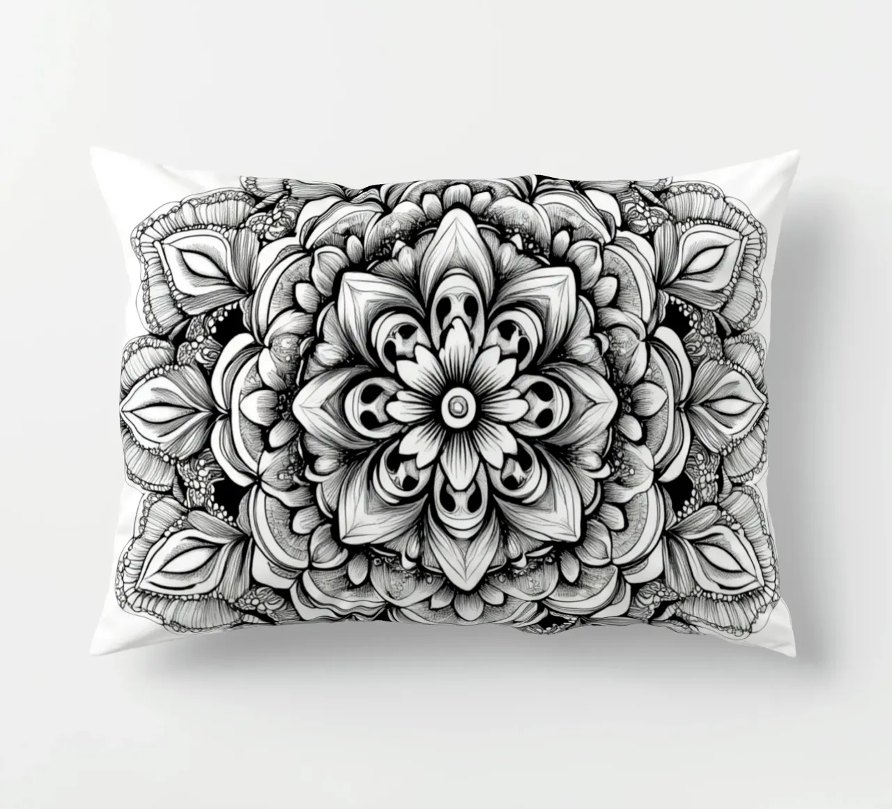 Mandala in bianco e nero cuscino da Spiritual Touch