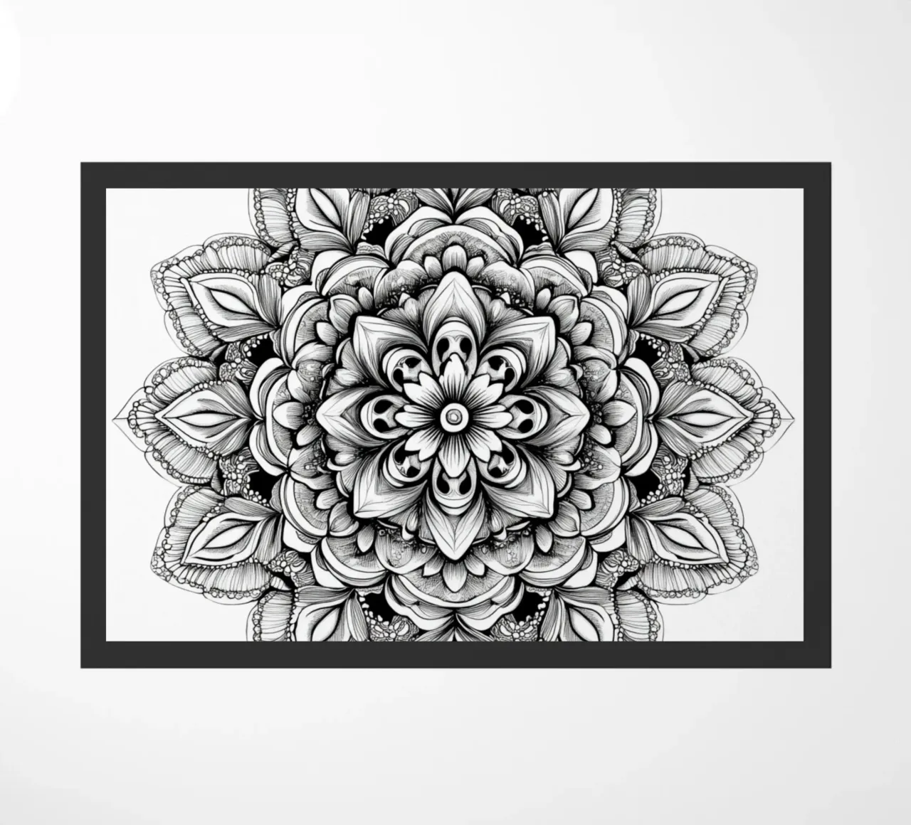 Mandala in bianco e nero zerbino da Spiritual Touch