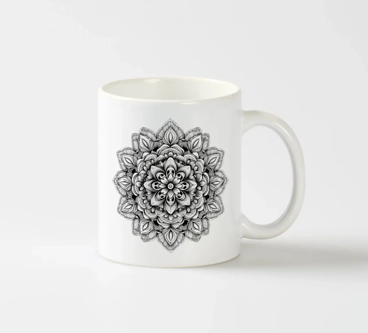 Mandala in bianco e nero tazza in ceramica da Spiritual Touch