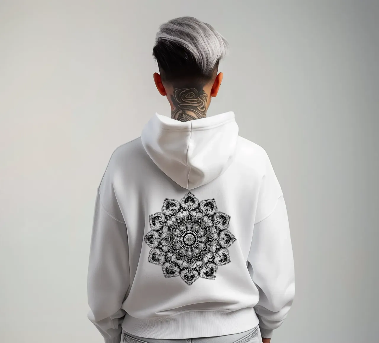 Mandala in bianco e nero felpa con cappuccio da Spiritual Touch