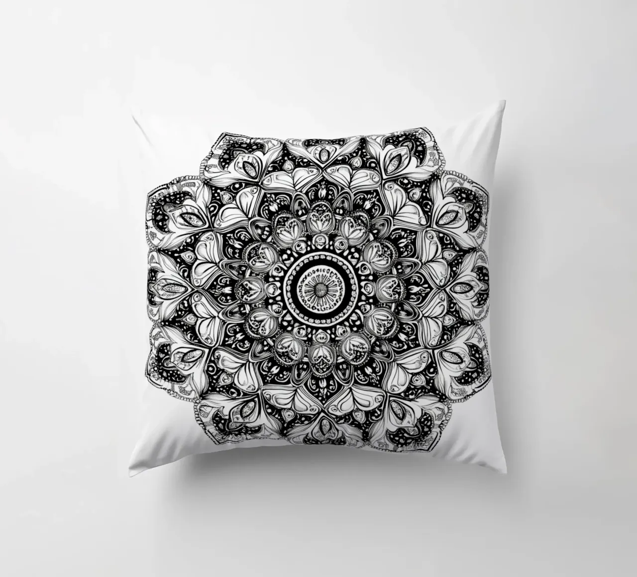 Mandala in bianco e nero cuscino da Spiritual Touch