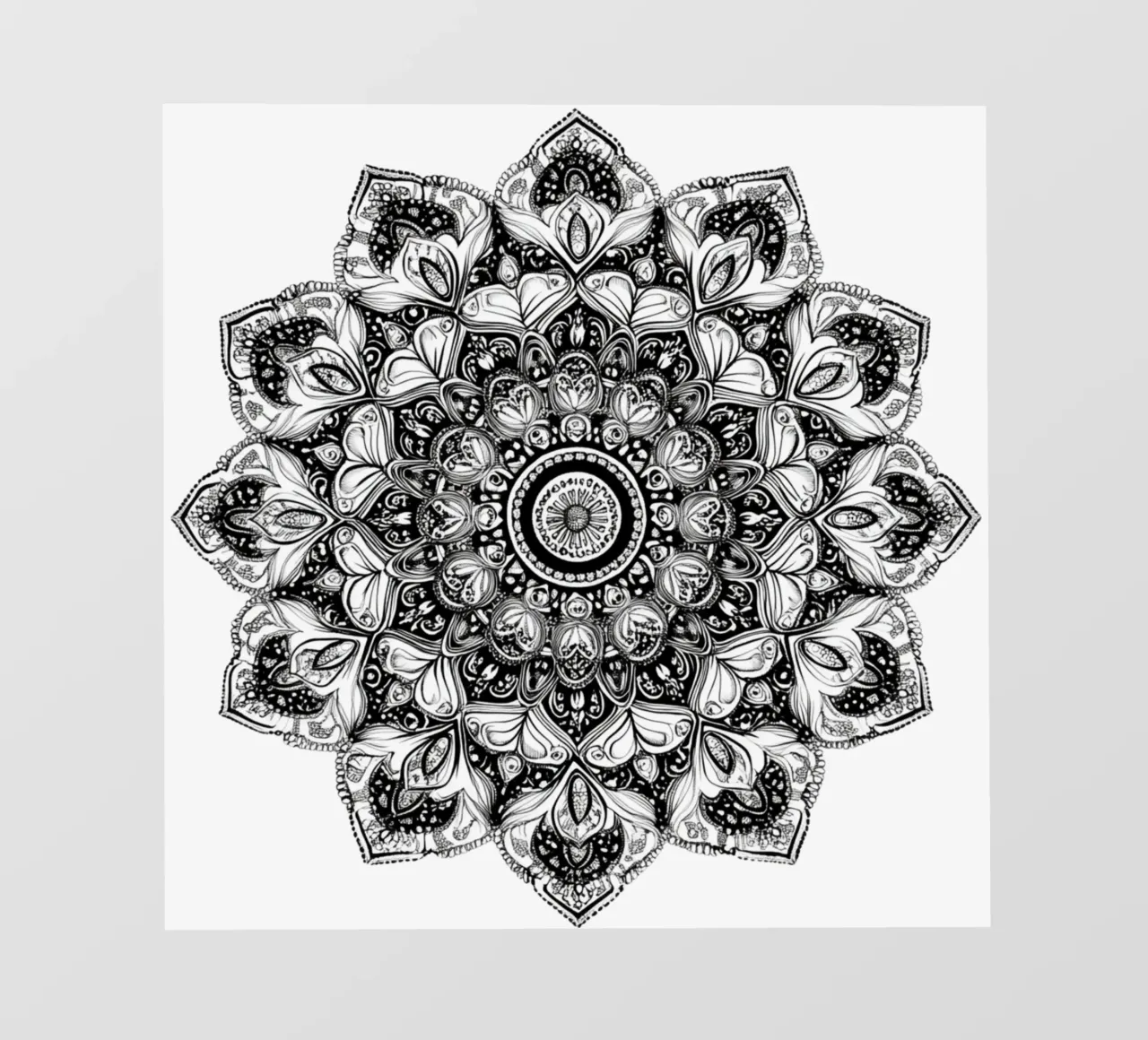Mandala in bianco e nero telo in pvc da Spiritual Touch