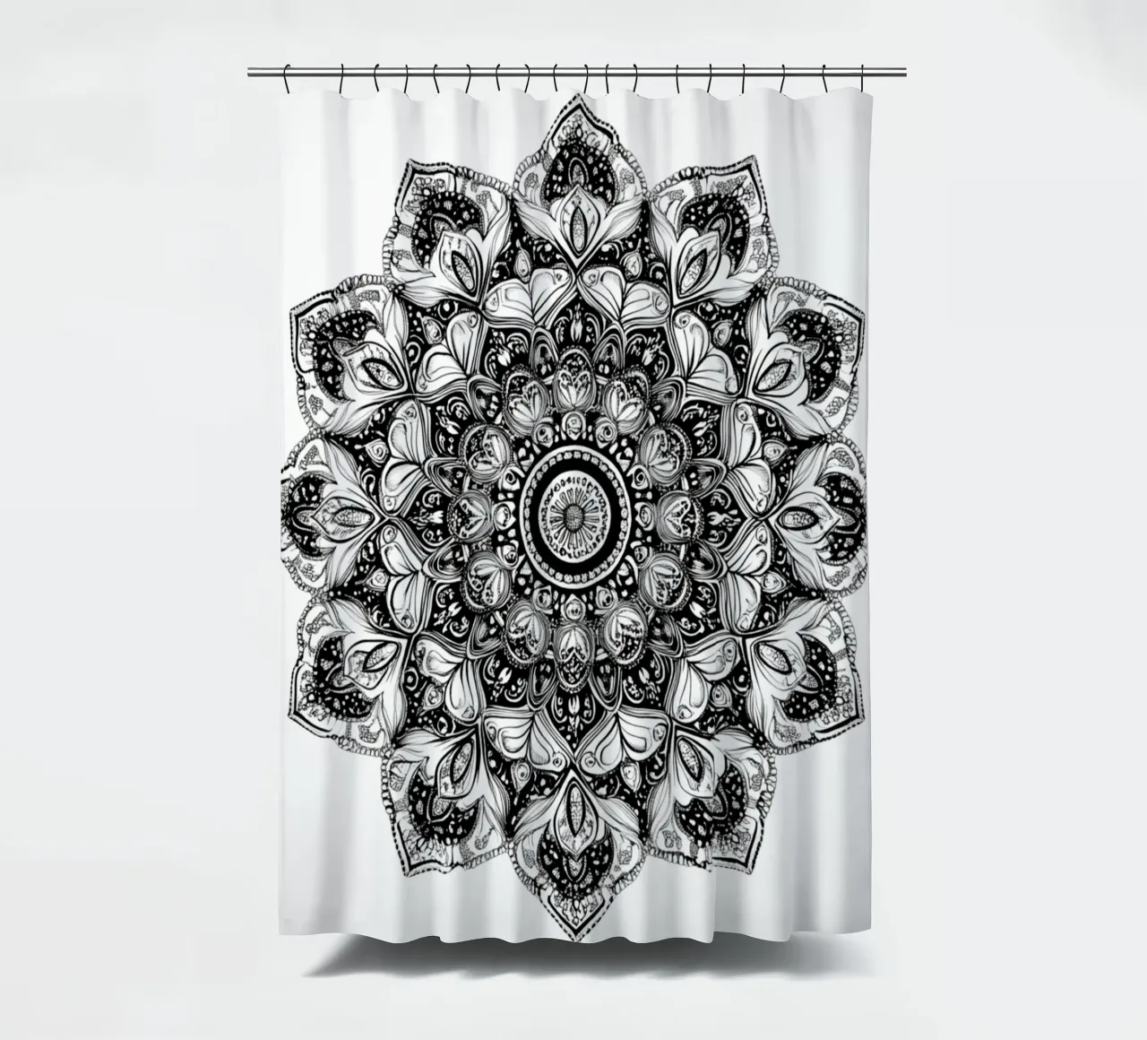 Mandala in bianco e nero tenda da doccia da Spiritual Touch