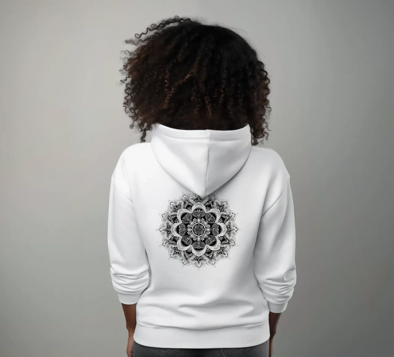 Mandala in bianco e nero felpa con cappuccio da Spiritual Touch
