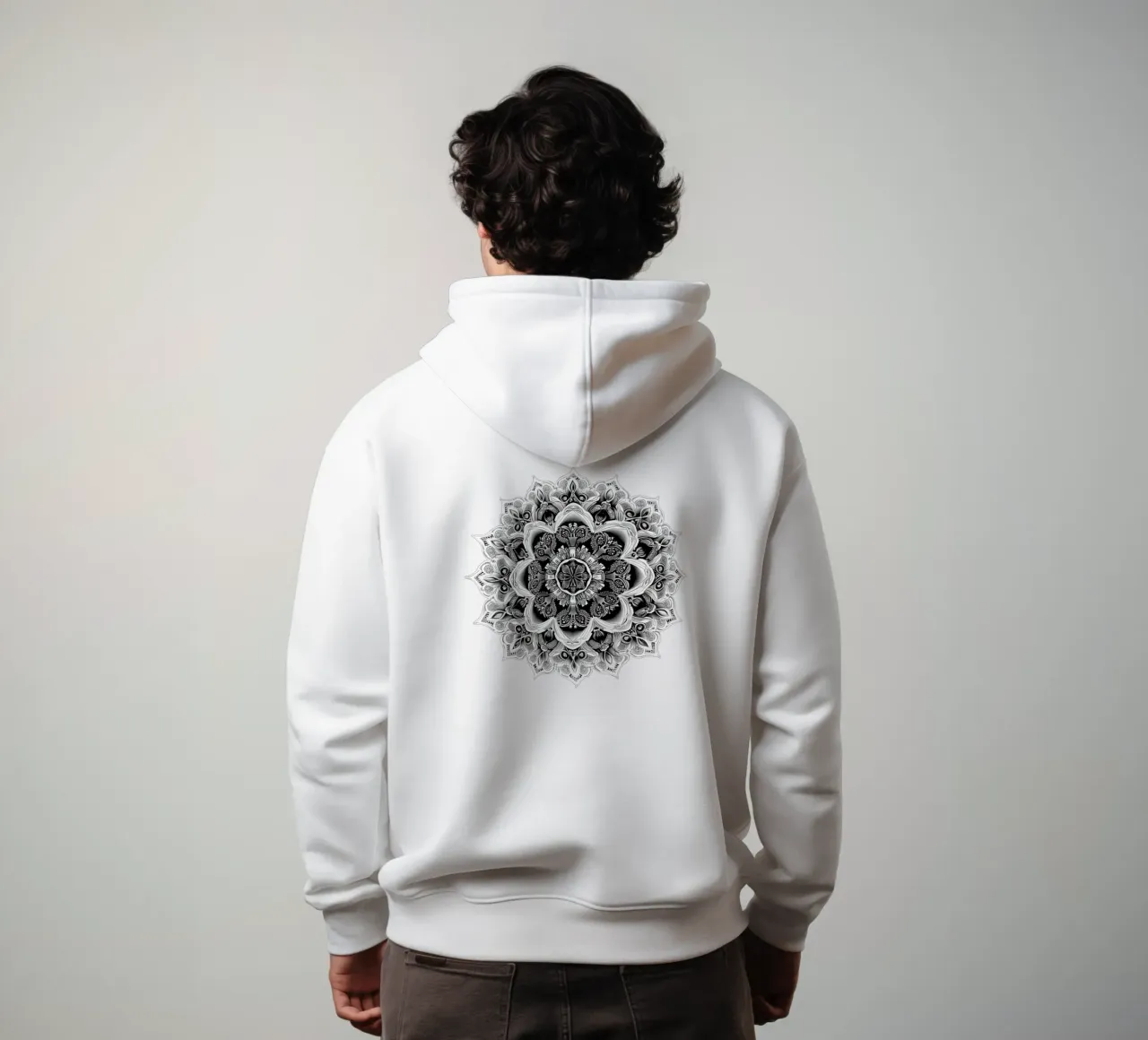Mandala in bianco e nero felpa con cappuccio da Spiritual Touch