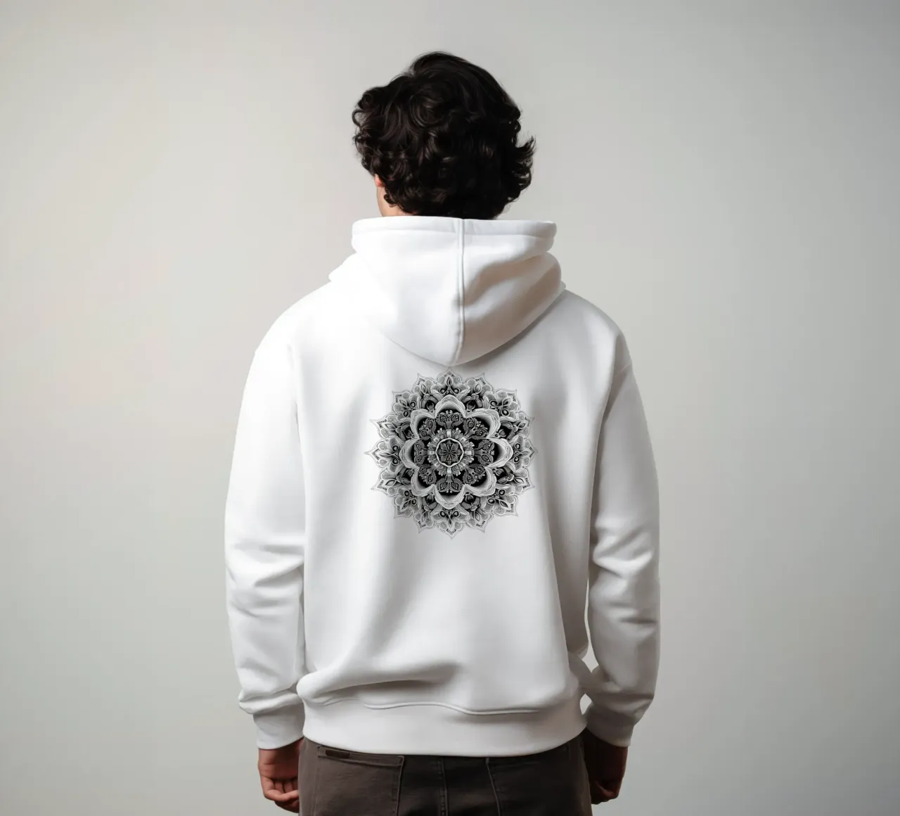 Mandala in bianco e nero felpa con cappuccio da Spiritual Touch