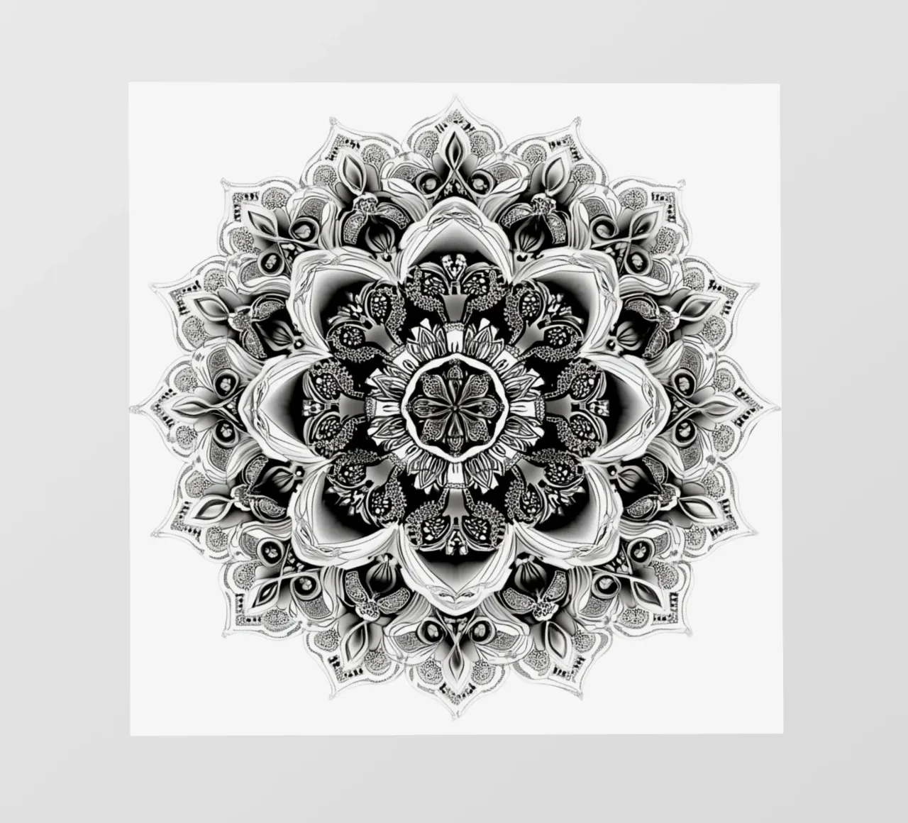 Mandala in bianco e nero telo in pvc da Spiritual Touch